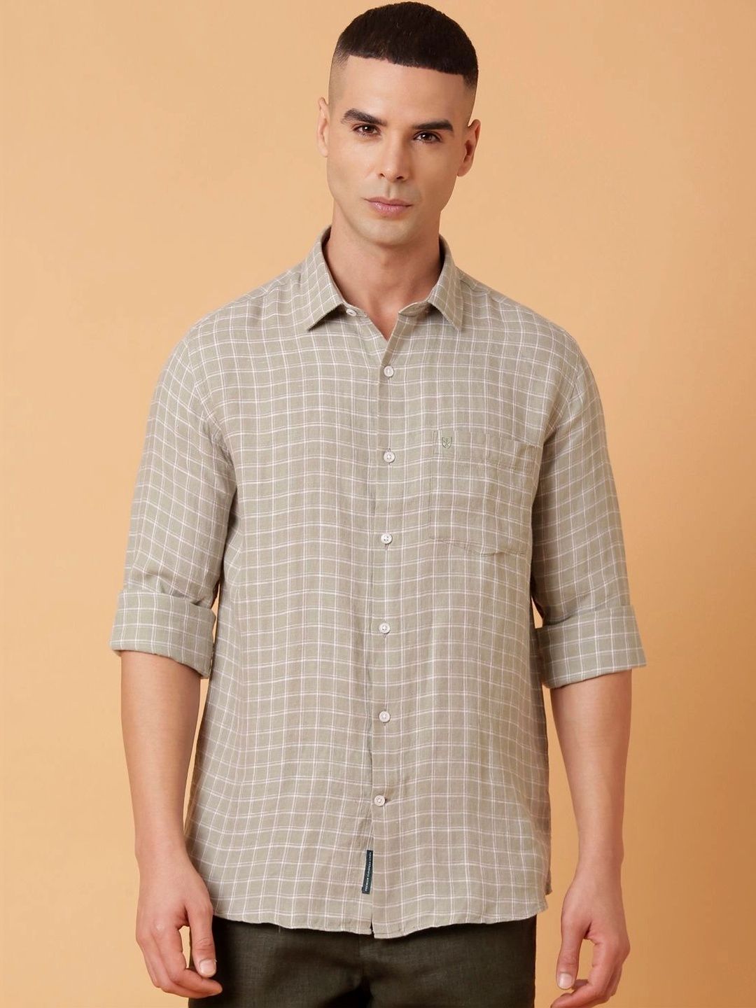 Linen Club Men Contemporary Windowpane Checks Checked Casual Shirt-picture-18