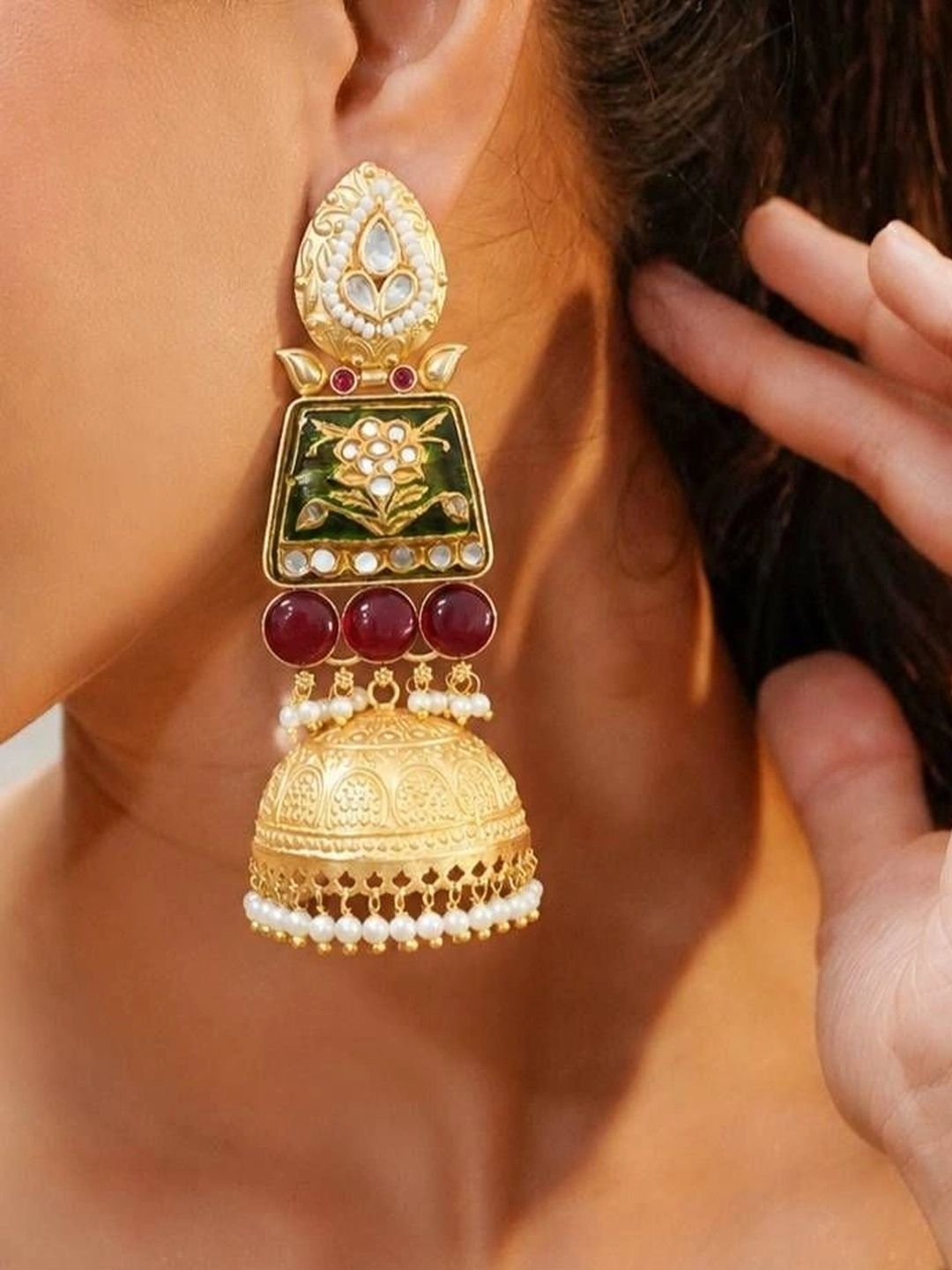 THE GLAM POUCH Dome Shaped Jhumkas Earrings-picture-40