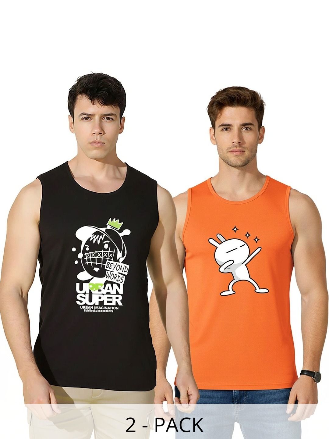SLOWLORIS Men Pack Of 2 Printed Sleeveless Innerwear T-Shirt-image-10