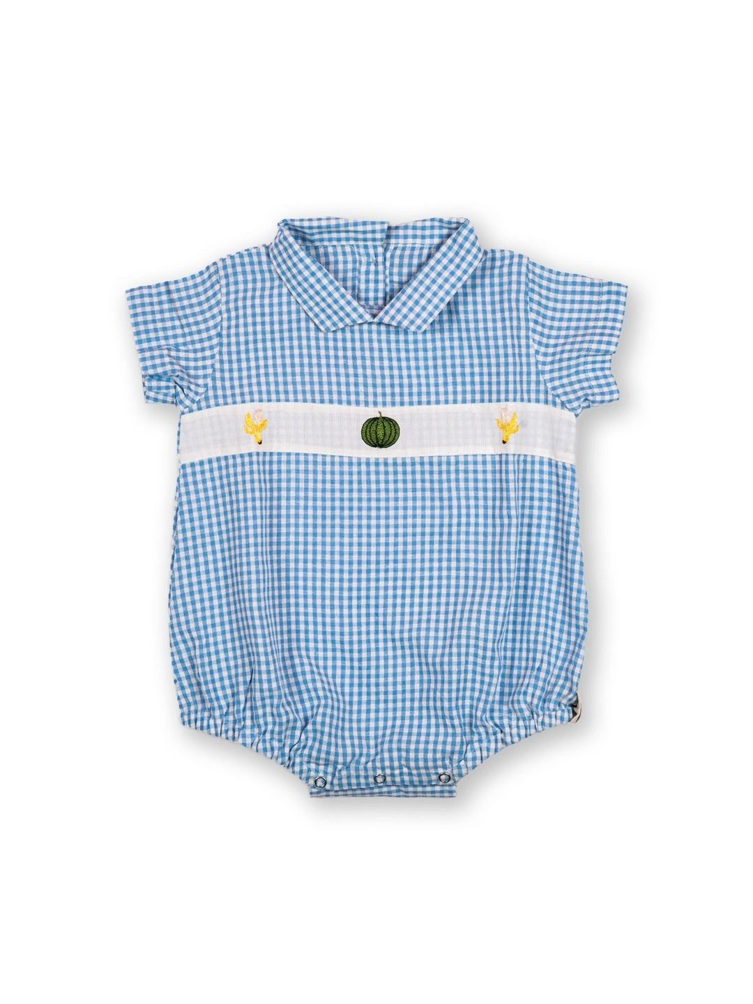 APPLE ANT Infant Boys Embroidered Checked Cotton Bodysuit-picture-58