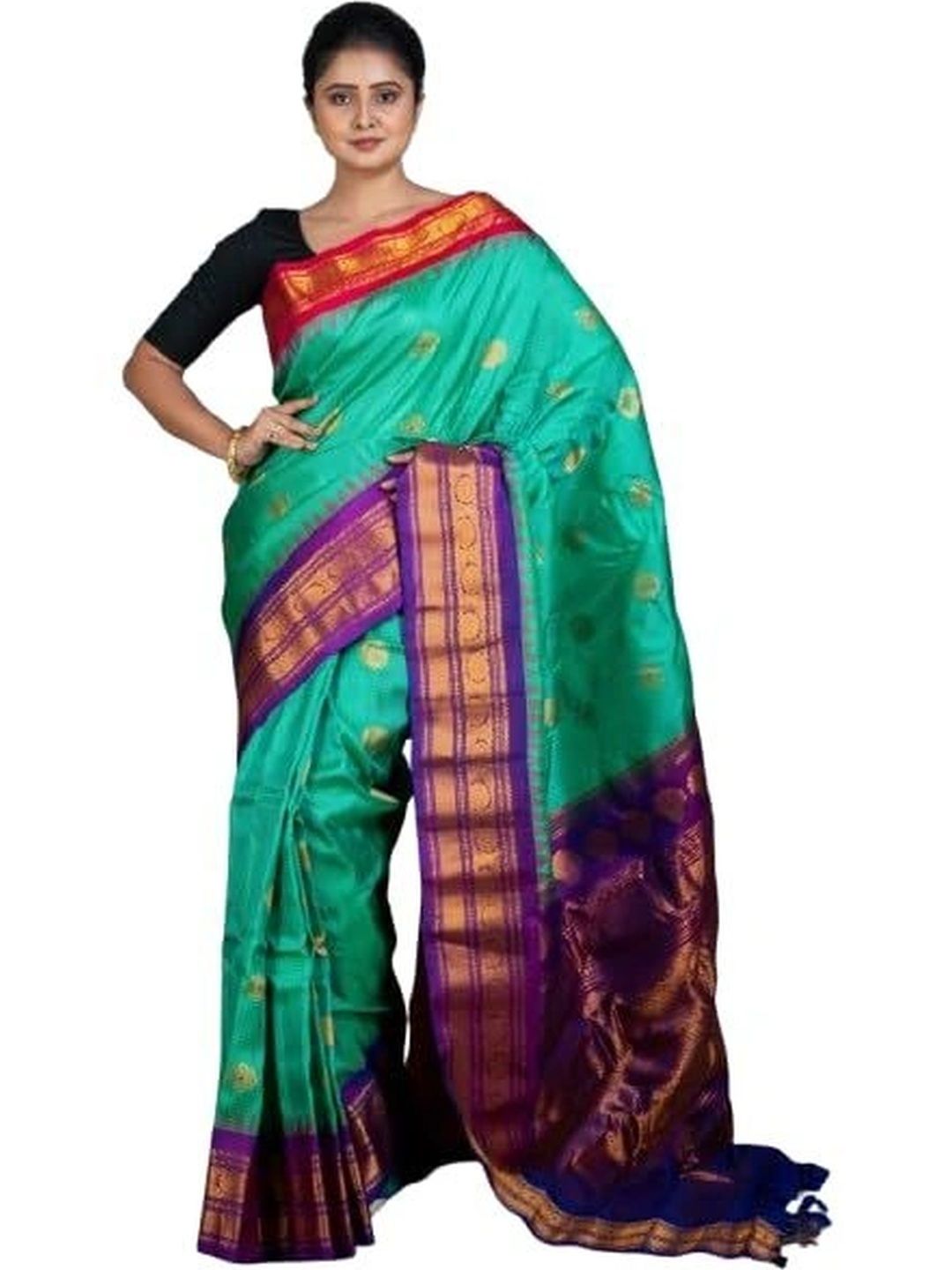 BENGAL LOOMS INDIA Zari Pure Silk Saree-picture-53