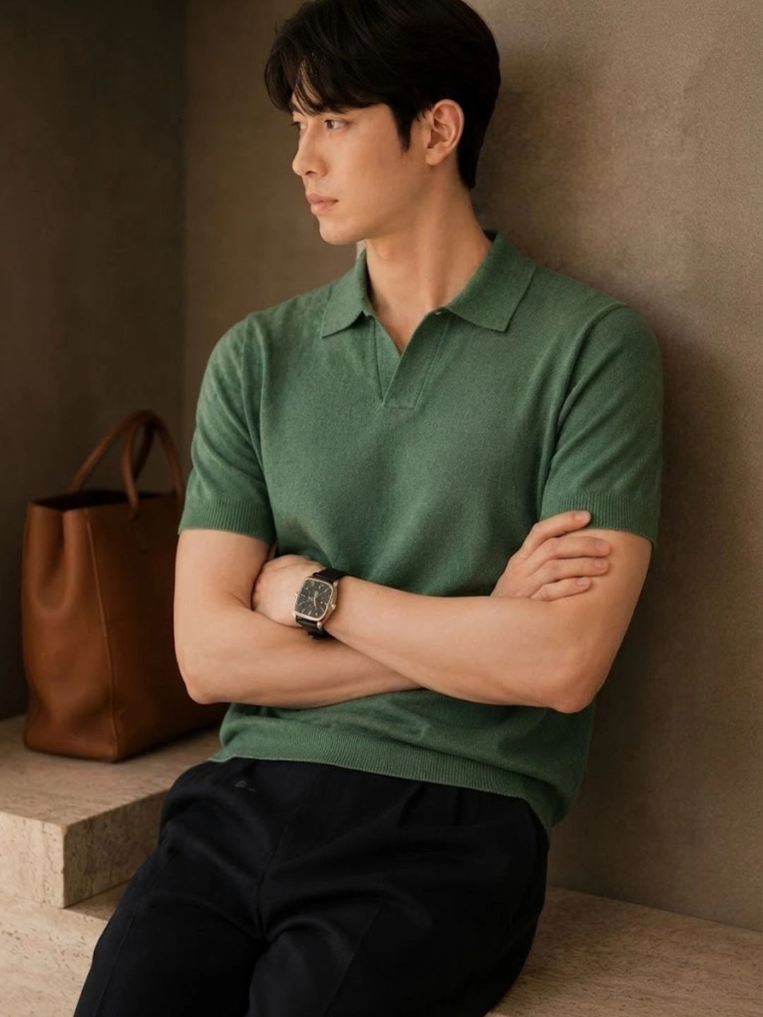 VELLURE Men Polo Collar T-shirt-image-39