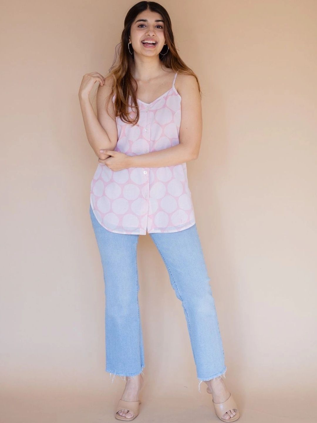 THE INDIAN ETHNIC CO Polka Dot Print Cotton Blend Top-picture-36