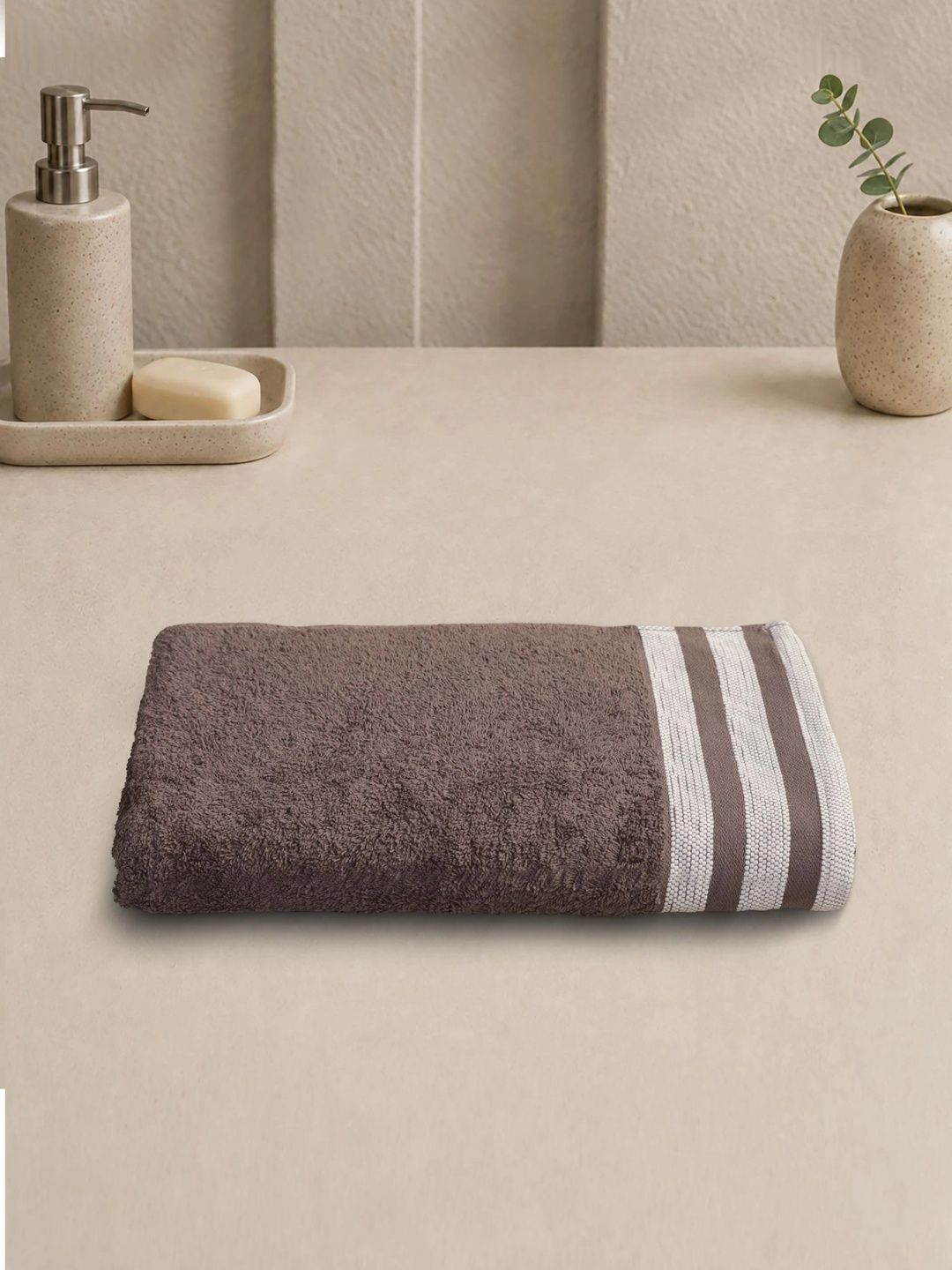 Homeful Style Coffee Brown 1 Striped Cotton 553 GSM Bath Towel-picture-36