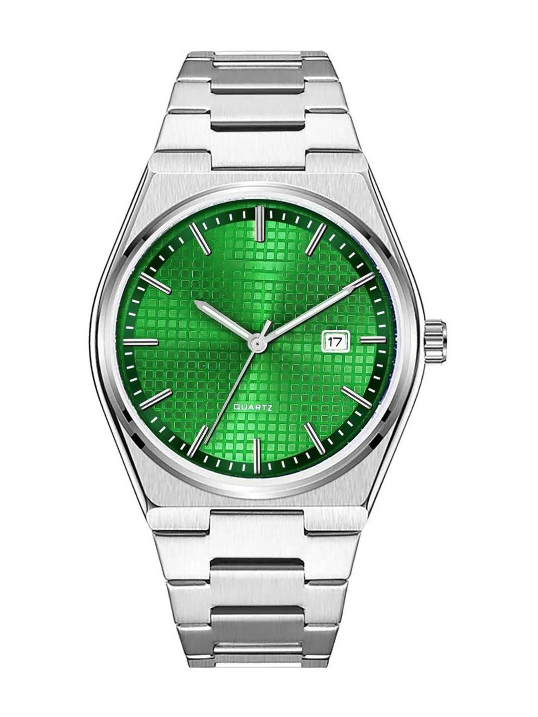 TREX Men Brass Dial & Stainless Steel Bracelet Style Straps Analogue Date Aperture Watch GREEN_DND_1-picture-30