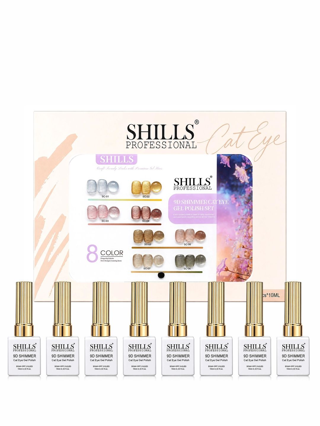 shills professional Set of 8 9D Diamond Cat Eye Gel Polish Set - 10 ml Each-picture-9