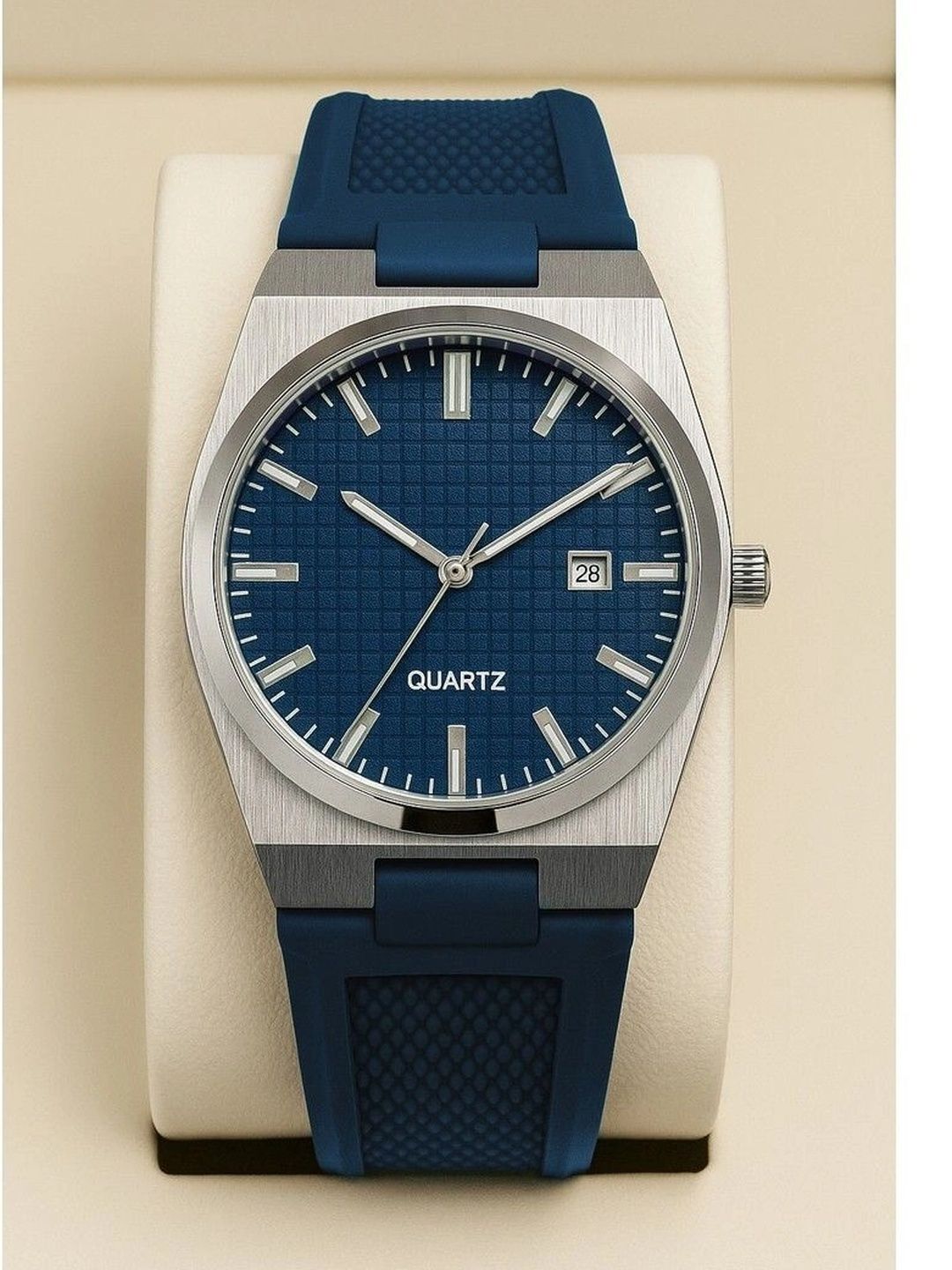 TREX Men Brass Dial & Stainless Steel Straps Analogue Date Aperture Watch NSM035_BLUE-picture-1