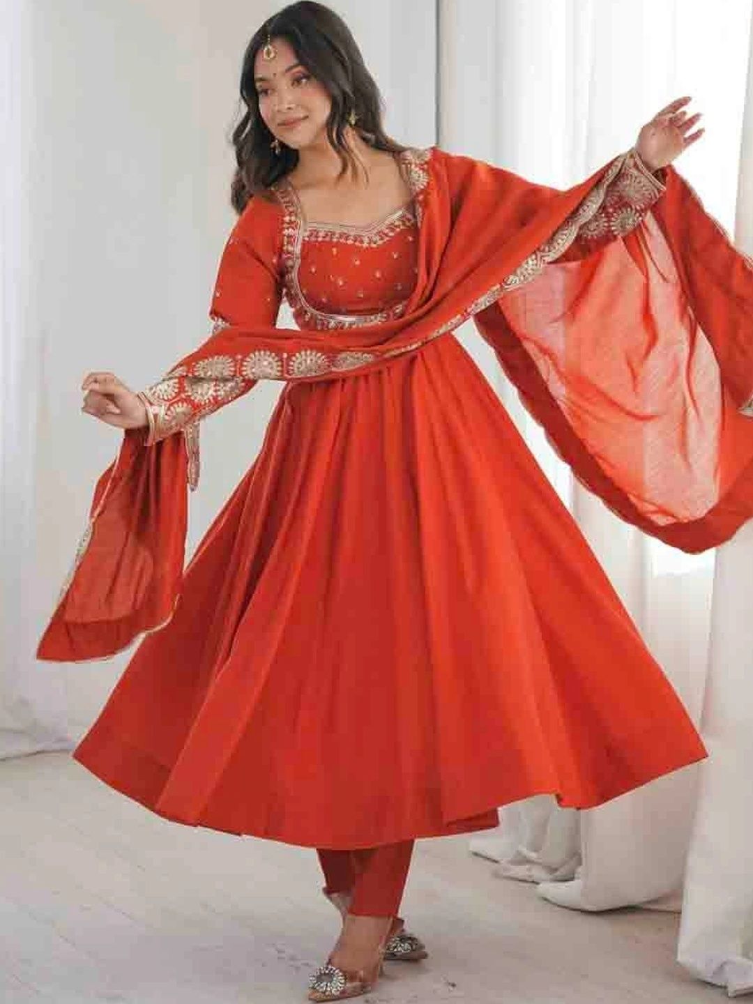 KEALAWOMENCLOTHING Women Ethnic Motifs Embroidered Regular Kurta with Trousers & With Dupatta-picture-37