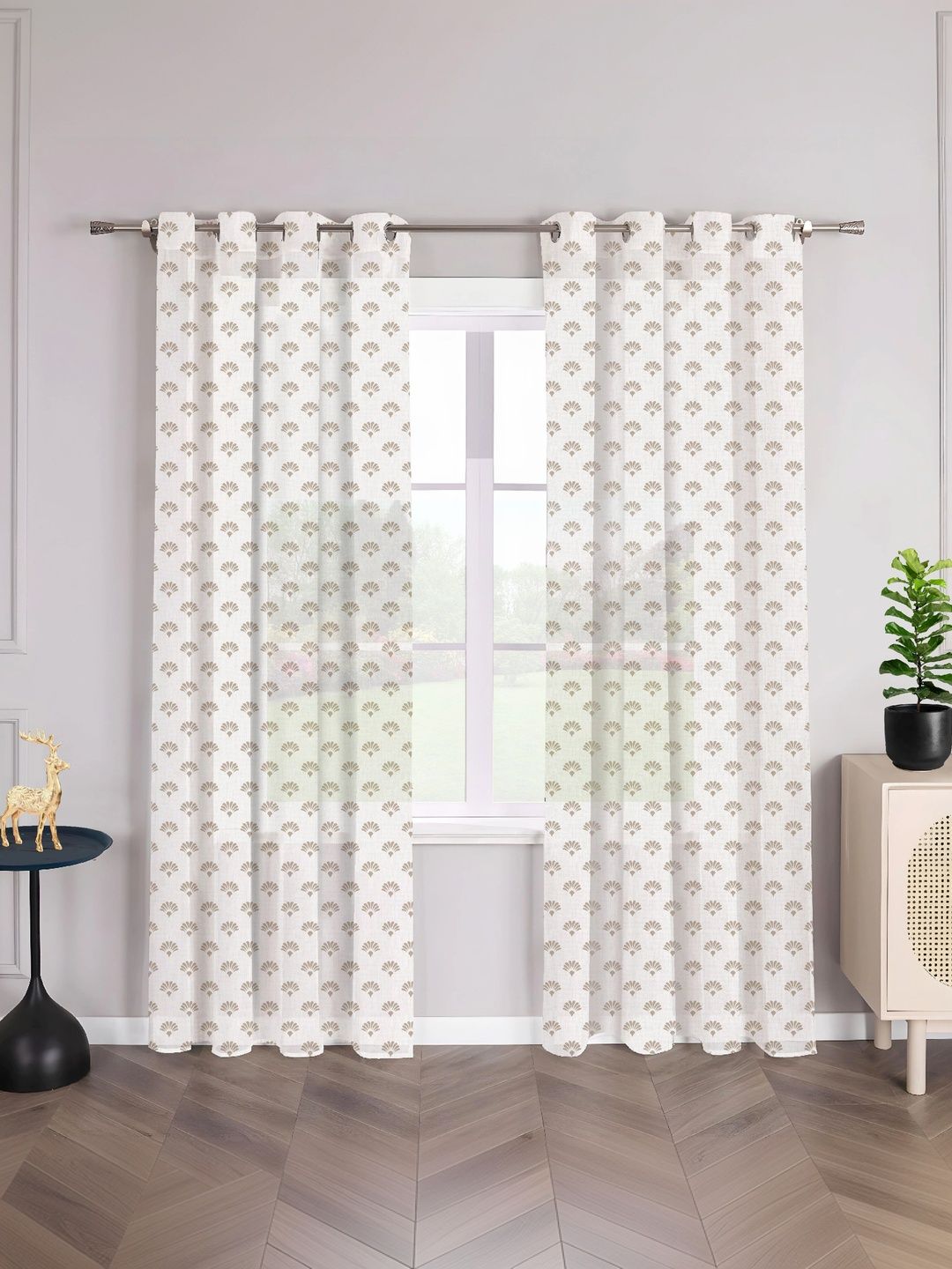 AAVIS DECOR Beige Set of 2 Sheer Window Curtain-picture-44