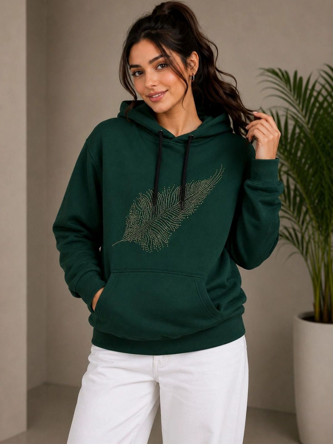 Divra Clothing Women Embellished Hooded Sweatshirt-picture-19