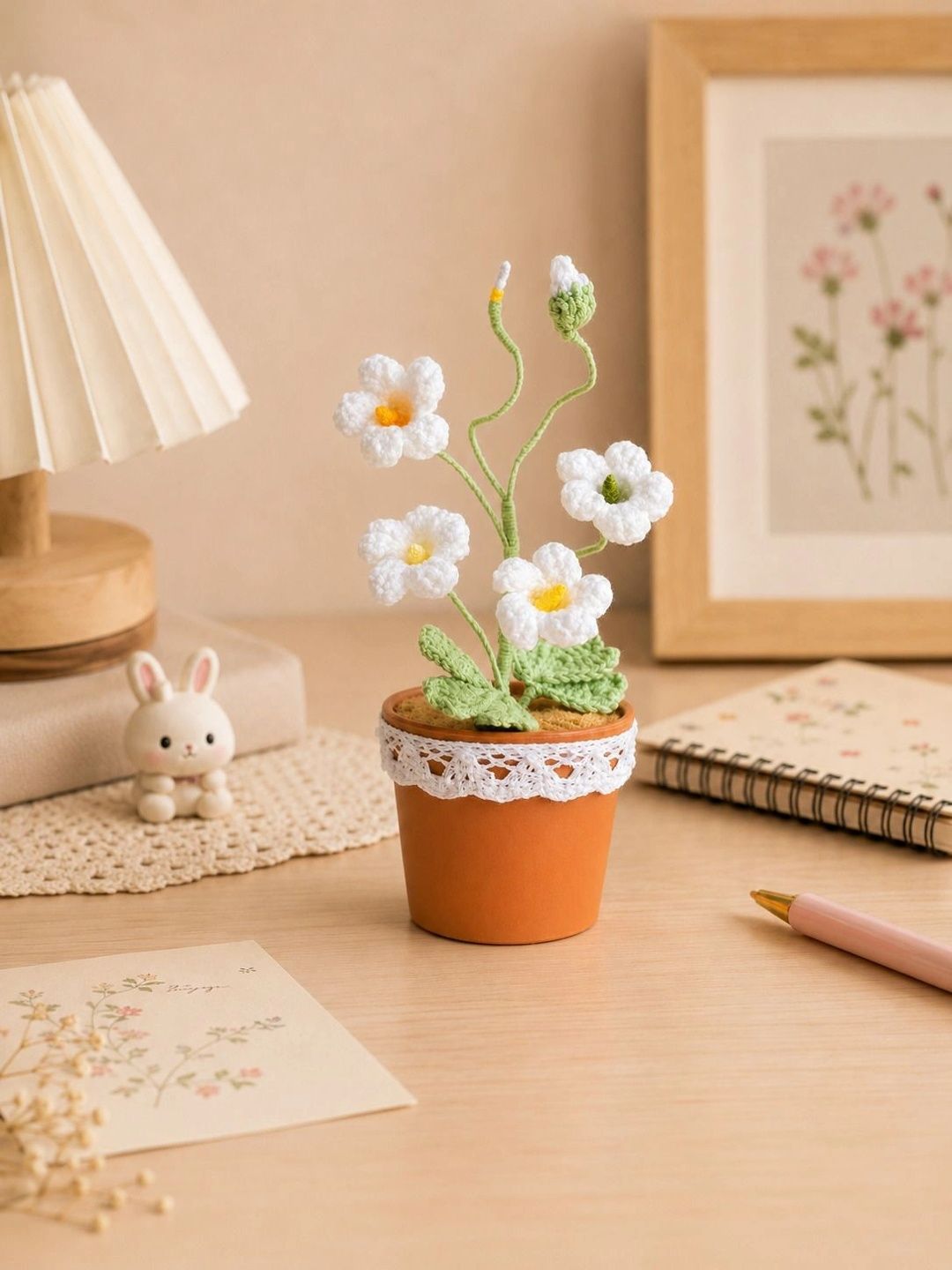 Vendola White 1 Pieces Daisy Artificial Flower With Pot-picture-21