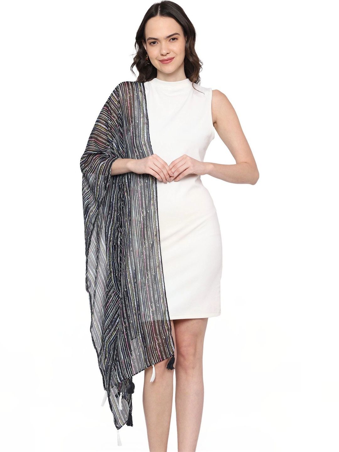 XMSFASHION Women Striped Stole-image-10