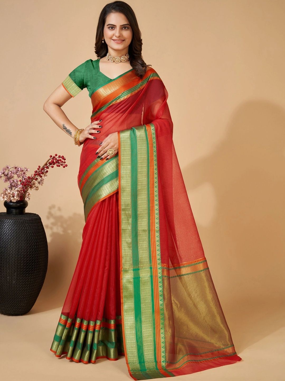 Lalan Shree Creation Striped Zari Saree-image-43