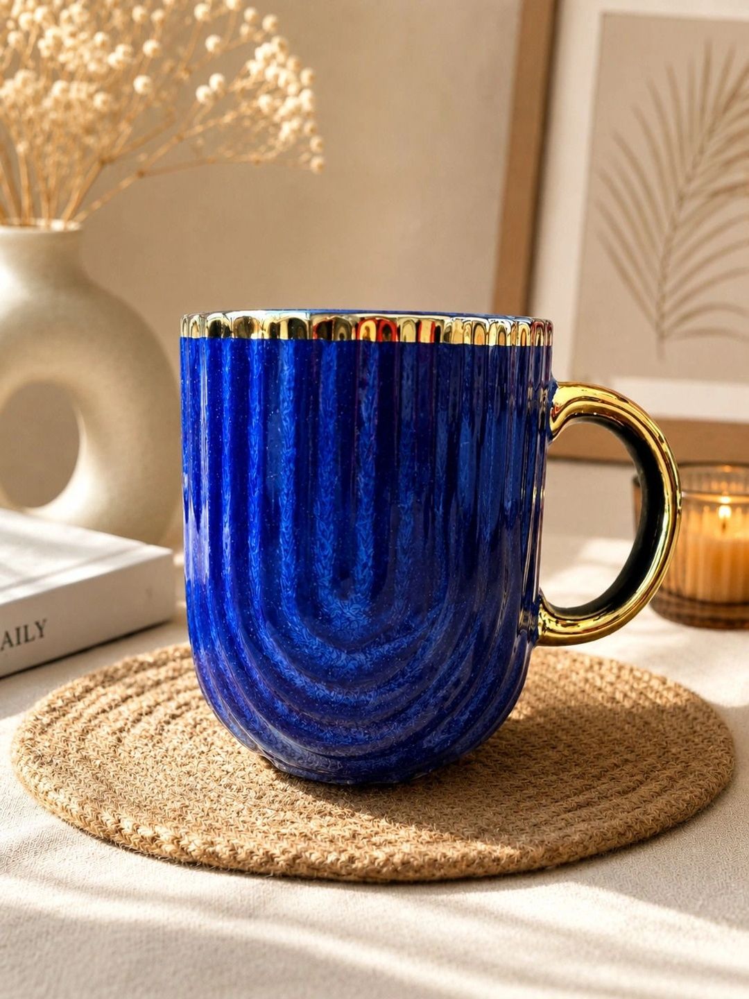 THE COVE TALES Blue Crafted Ceramics Textured Ceramic Glossy Mugs Set of Cups and Mugs-image-40
