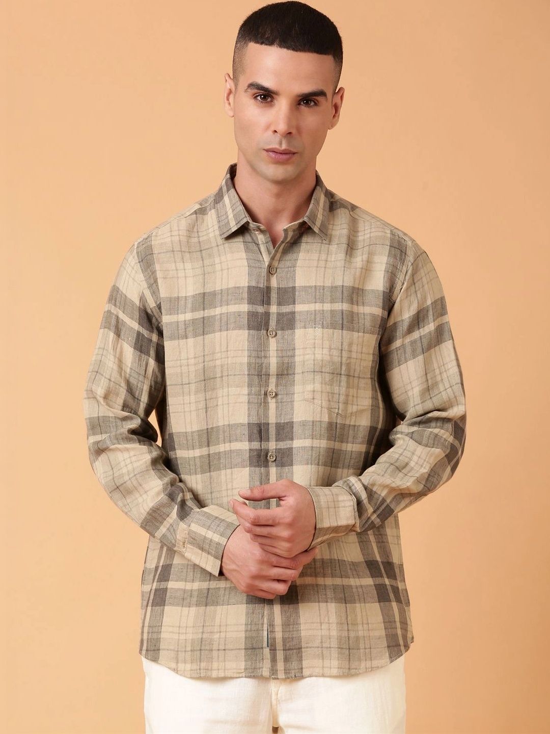 Linen Club Men Contemporary Checked Casual Shirt-picture-15