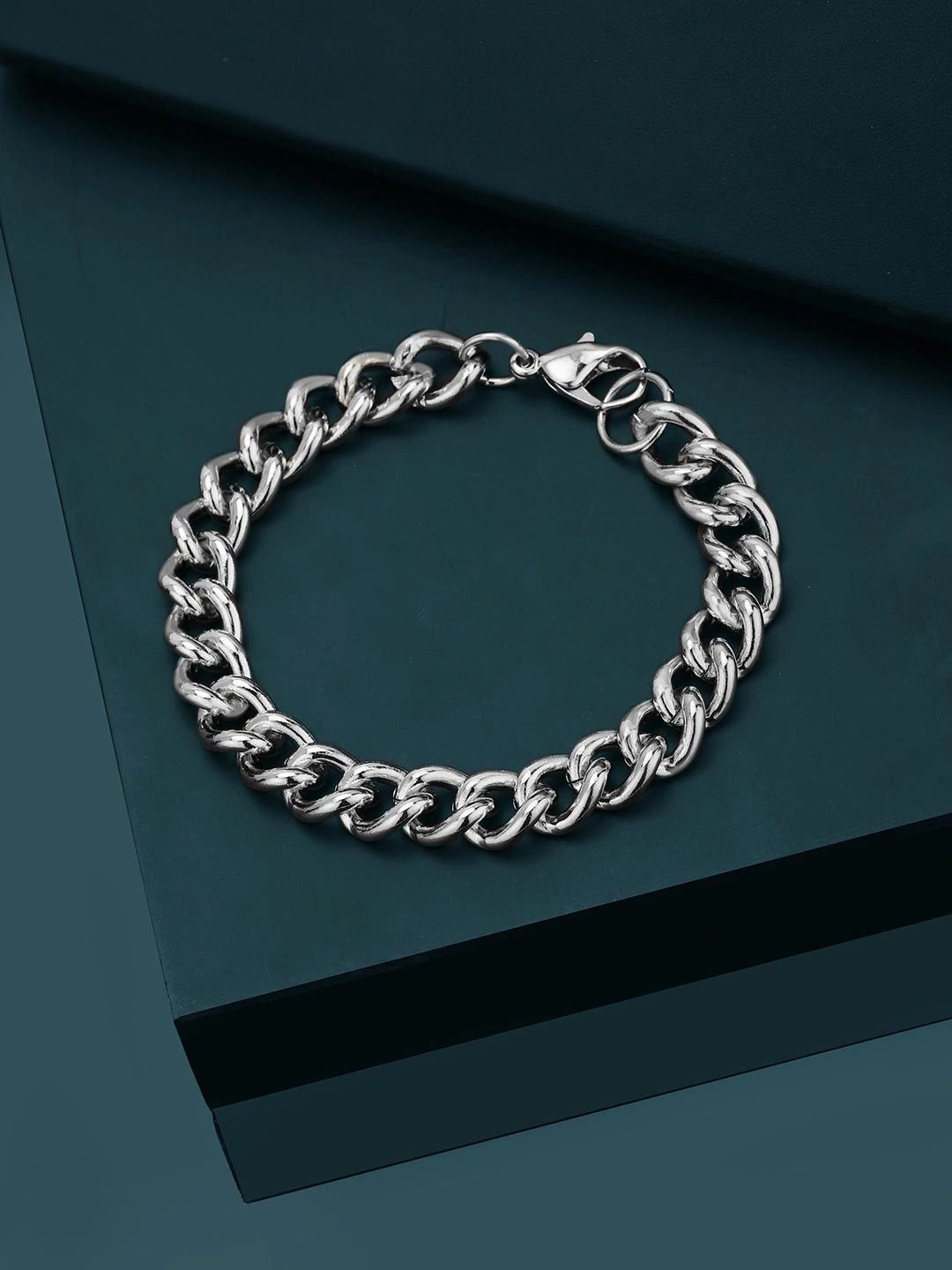 Carlton London Men Silver-Plated Link Bracelet-picture-10