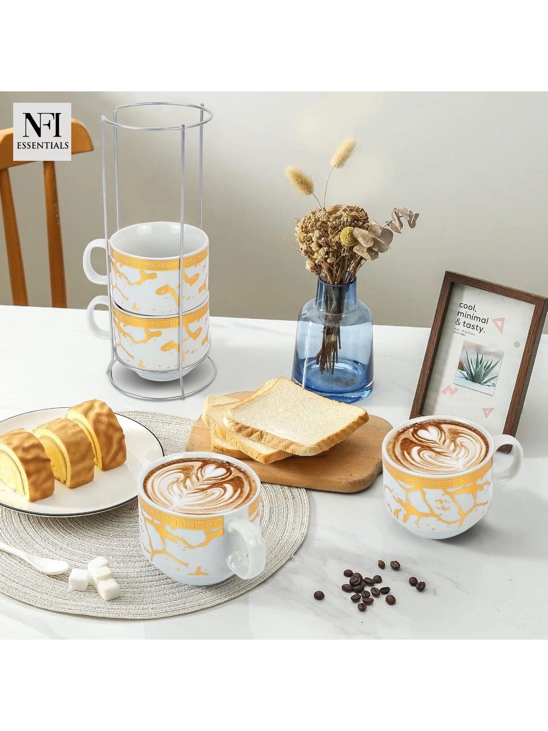 NFI essentials Multicoloured Crafted Ceramics Printed Ceramic Glossy Mugs Set of Cups and Mugs-picture-14