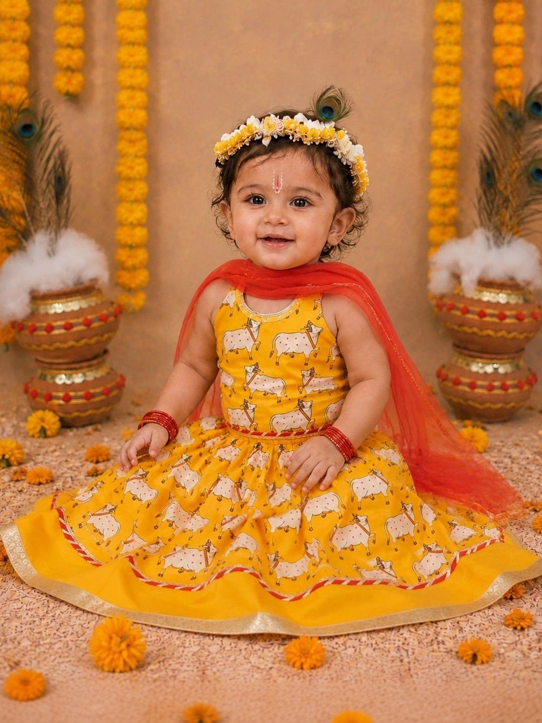 BownBee Girls Printed Ready to Wear Lehenga & Blouse With Dupatta-picture-51