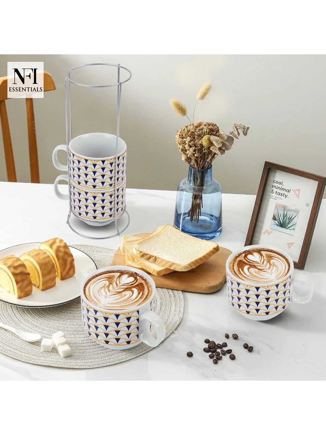 NFI essentials Multicoloured Geometric Printed Ceramic Glossy Mugs Set of Cups and Mugs-picture-17