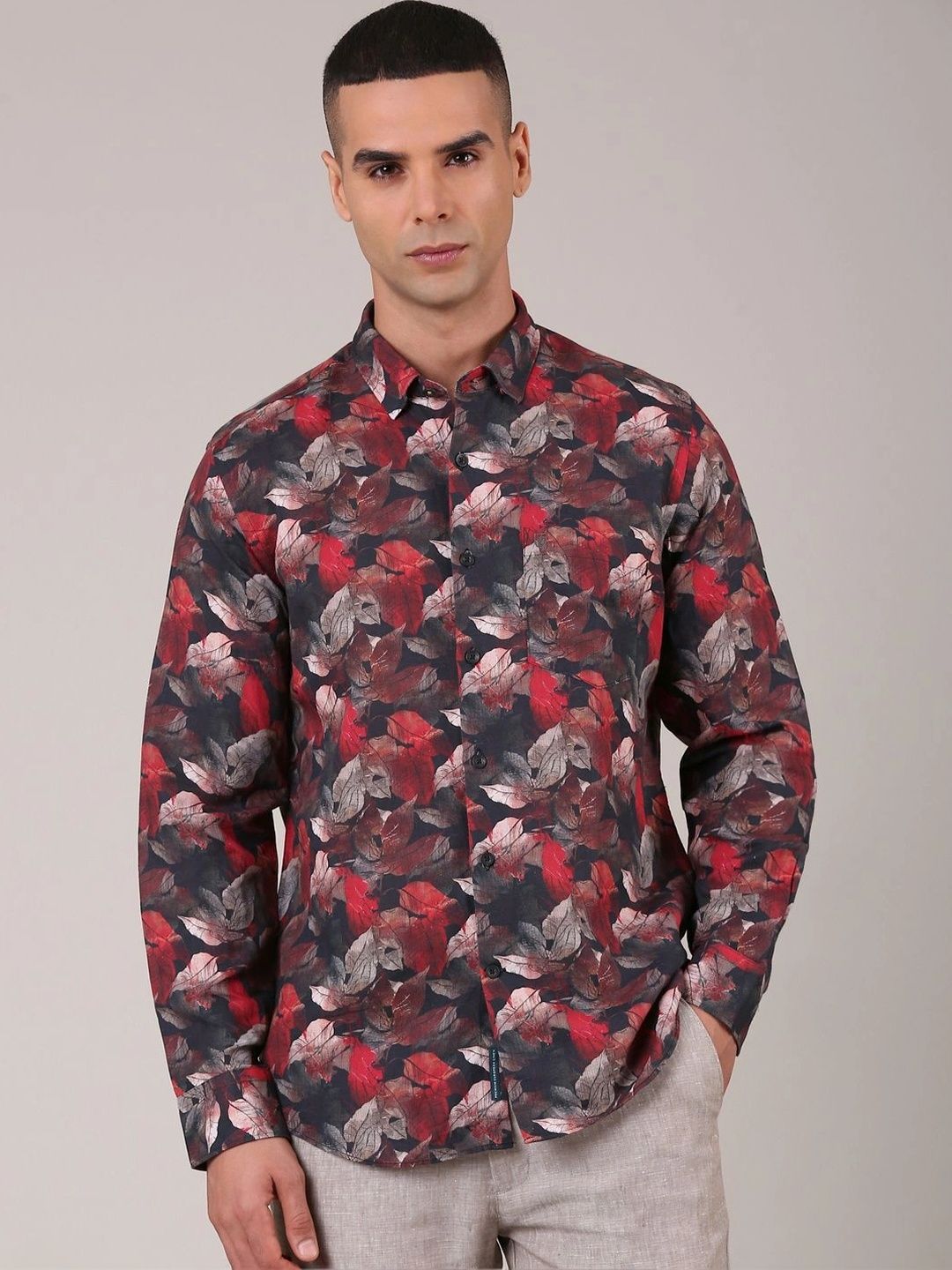 Linen Club Men Contemporary Floral Printed Casual Shirt-picture-32