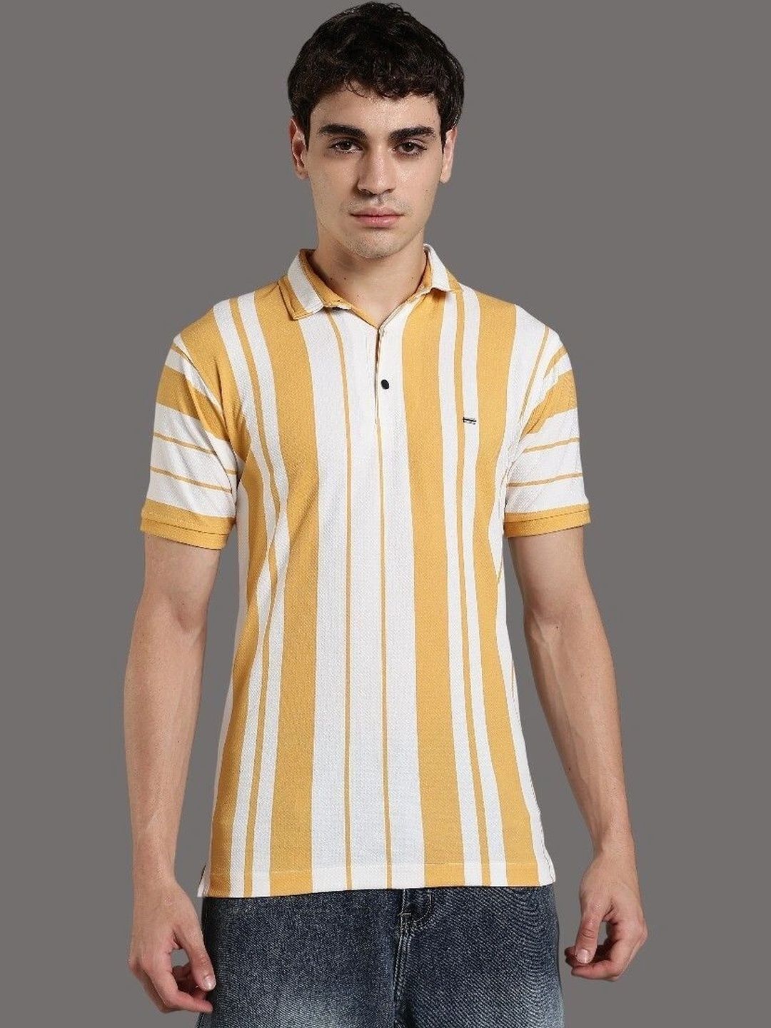 GLORI STAR Men Striped Polo Collar T-shirt-picture-20
