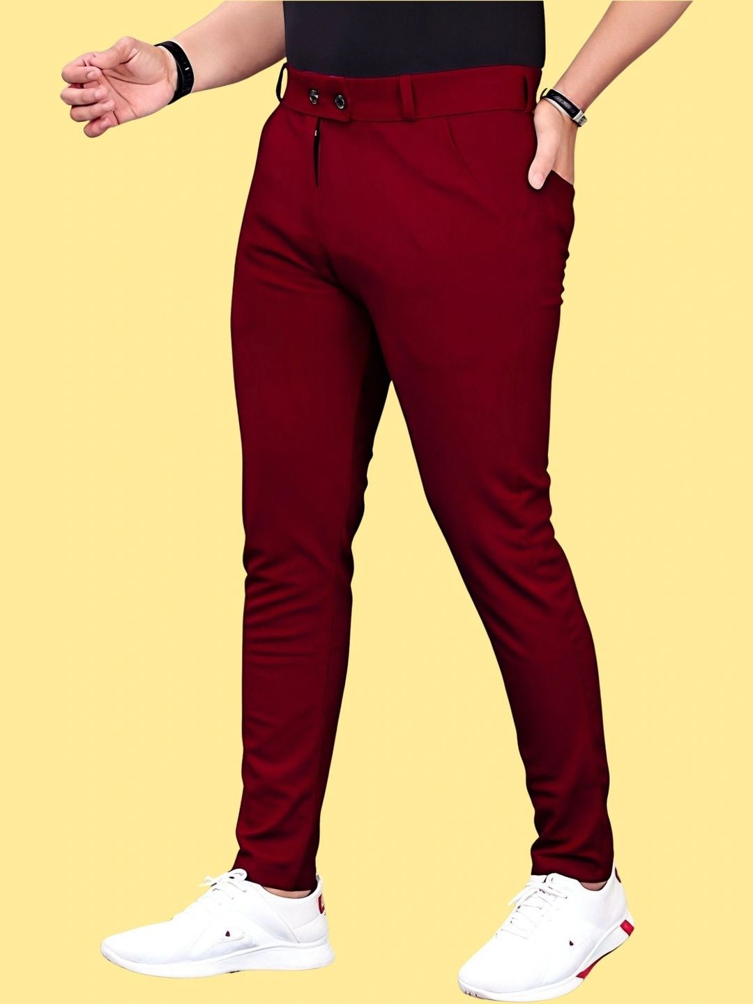 FABAURA Men Slim Fit Easy Wash Trousers-picture-46