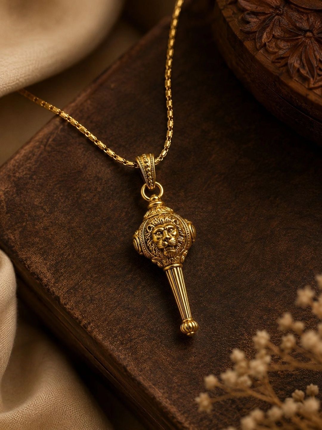 VAMA Men Gold-Plated Oxidised Necklace-picture-8