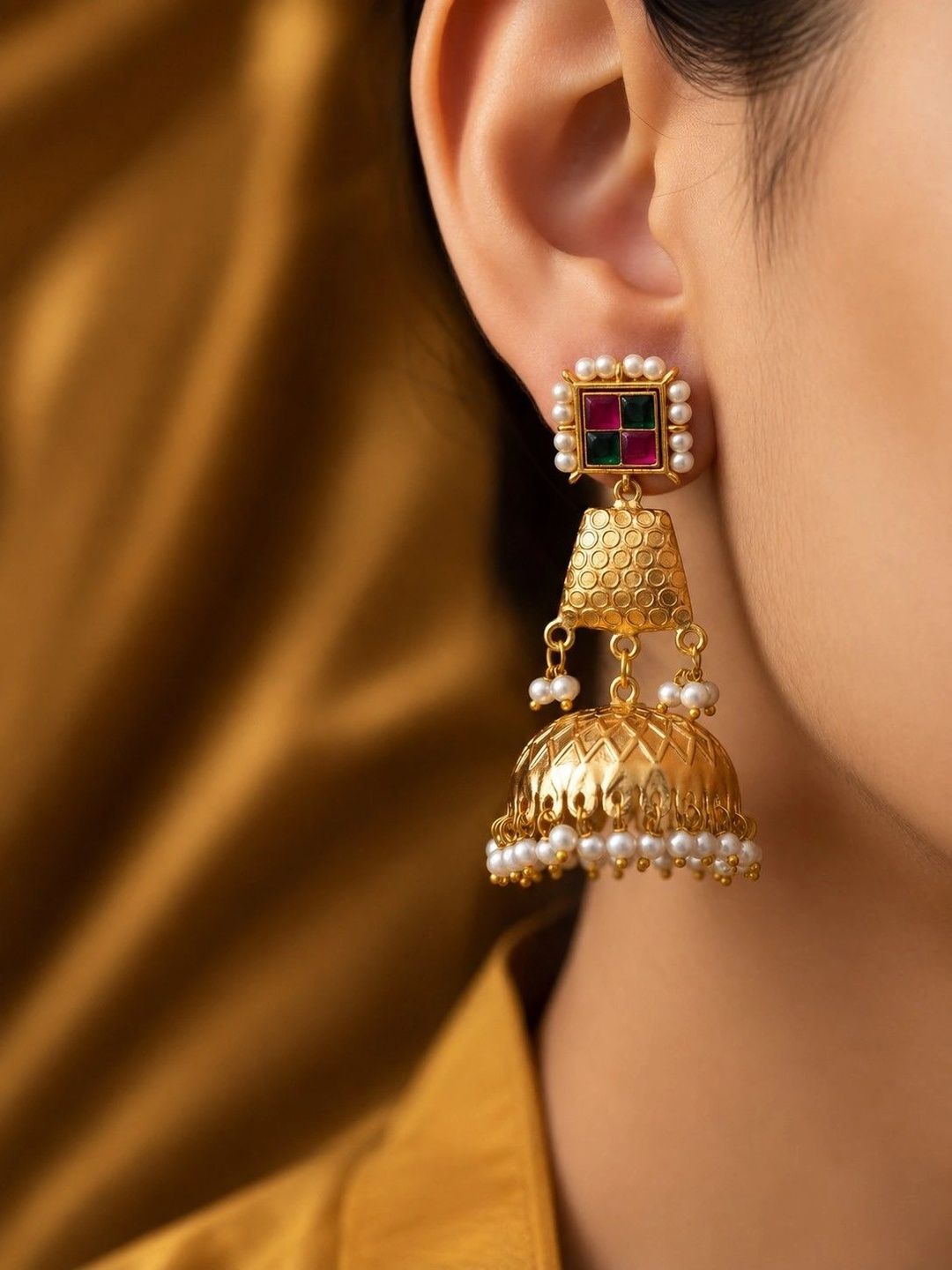 GARNISHA Geometric Jhumkas Earrings-picture-35