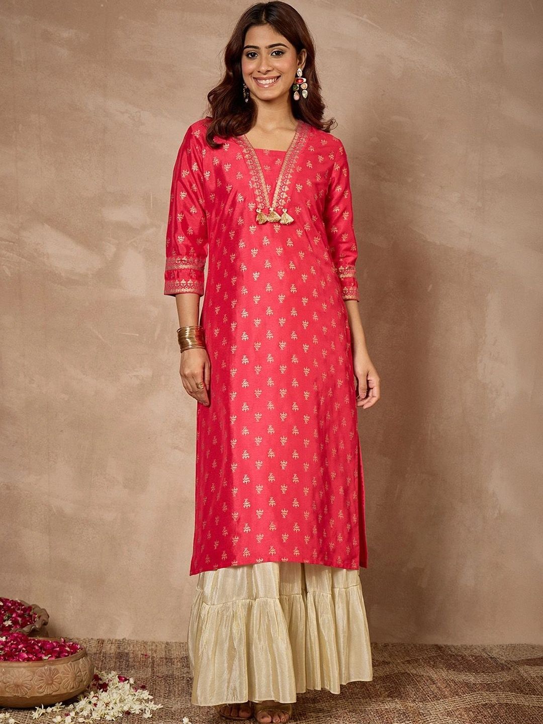 Janasya Women Ethnic Motifs Printed Thread Work Kurta-picture-49