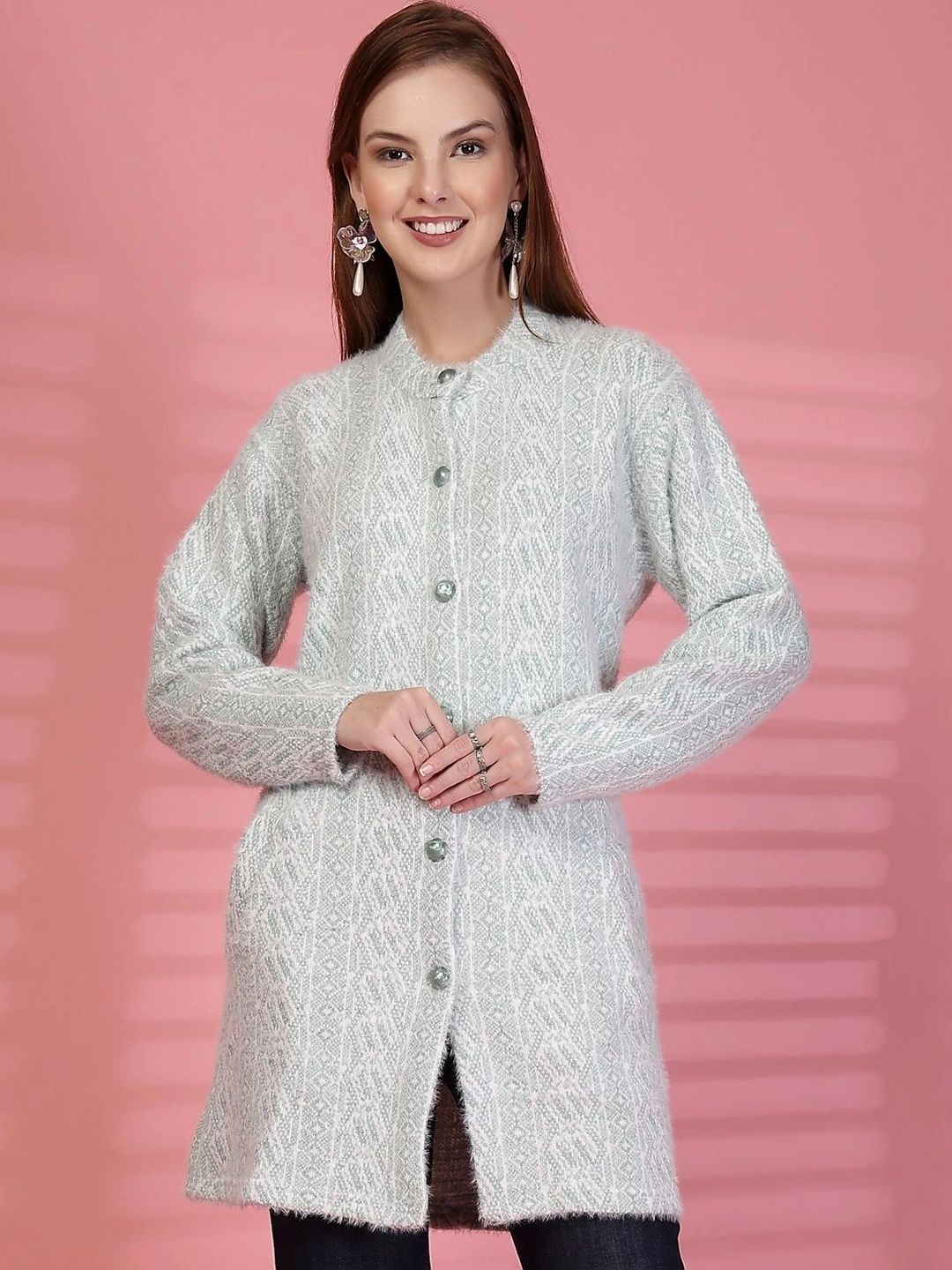 all about you Women Printed Woollen Longline Cardigan-picture-17