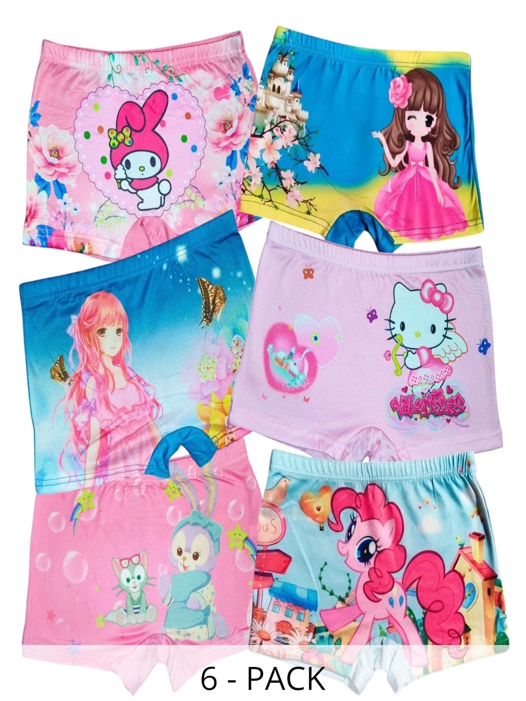 FALAM ENTERPRISE Girls Pack of 6 Printed Boy Shorts-picture-39