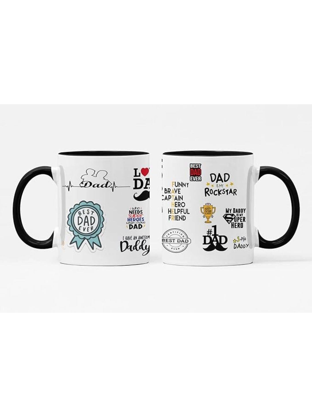 TAJNAN Black Text or Slogans Printed Ceramic Glossy Mugs Set of Cups and Mugs-picture-33