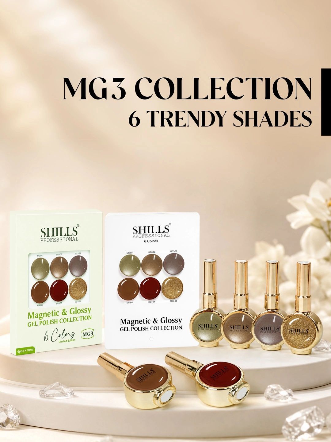 shills professional Set of 6 Magnetic & Glossy Cat Eye Gel Polish Collection - 10 ml -MG03-picture-1