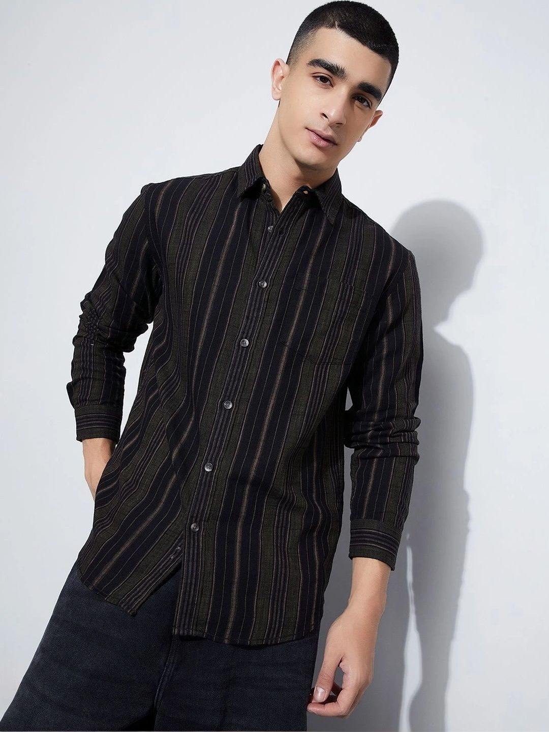 Forca by Lifestyle Men Slim Fit Striped Casual Shirt-picture-26