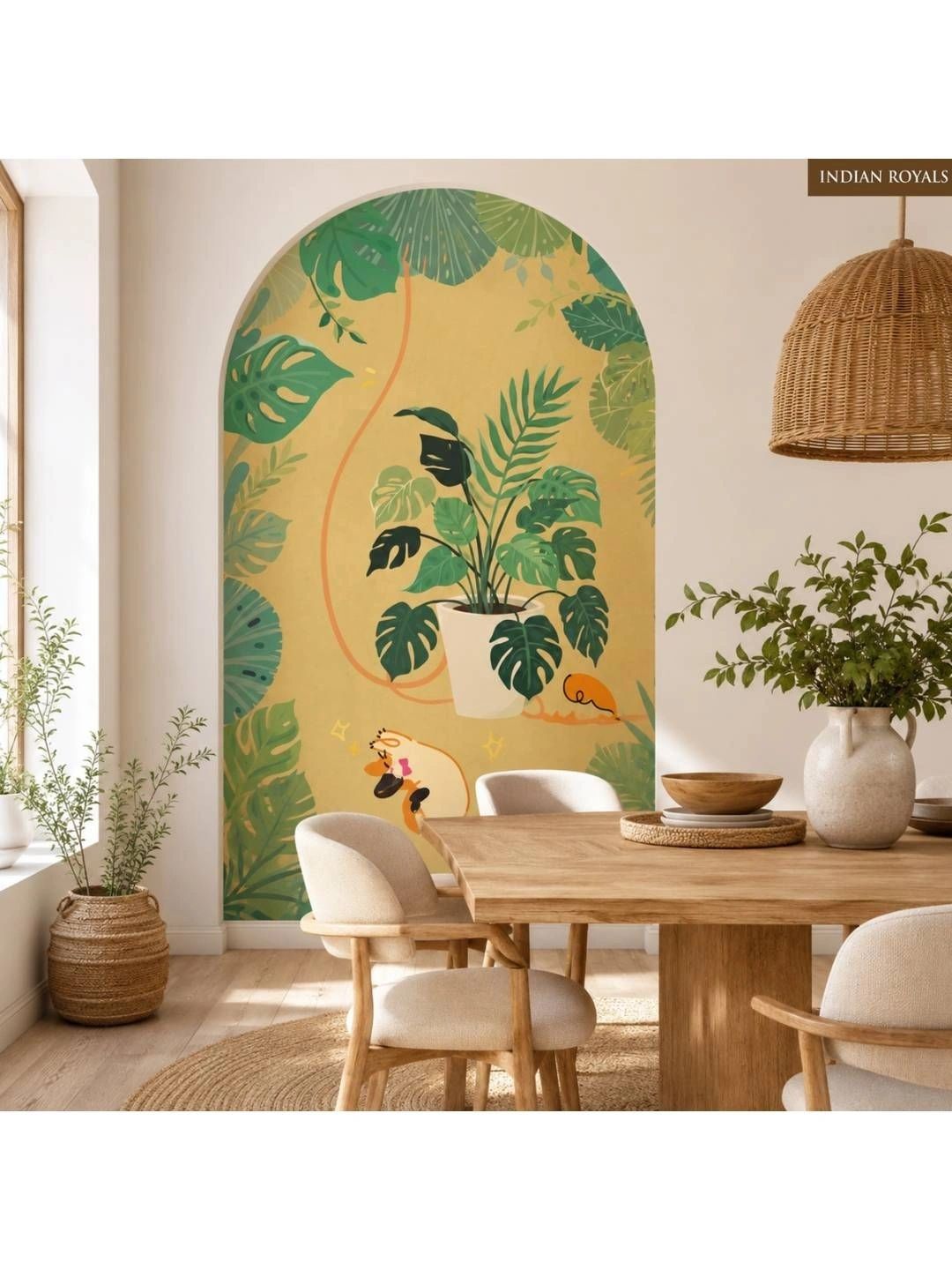 INDIAN ROYALS Green & Yellow Printed Self-Adhesive & Durable Wall Sticker-picture-37