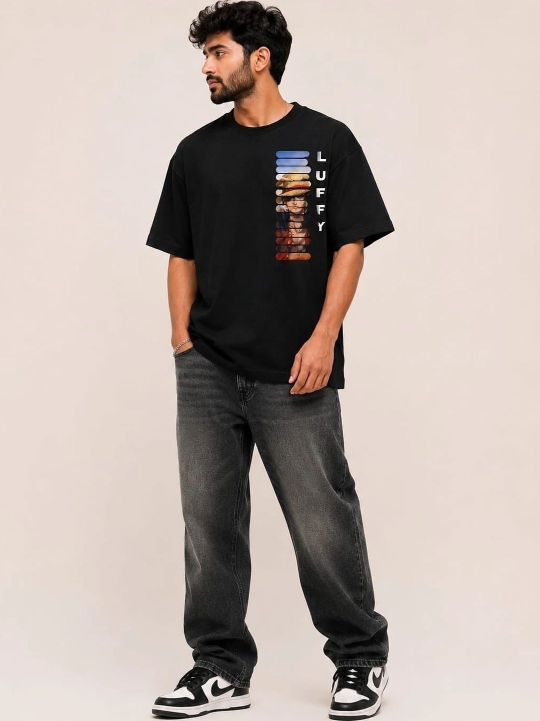 Youtiqueindia Men Printed Drop-Shoulder Sleeves Pure Cotton T-shirt-picture-2