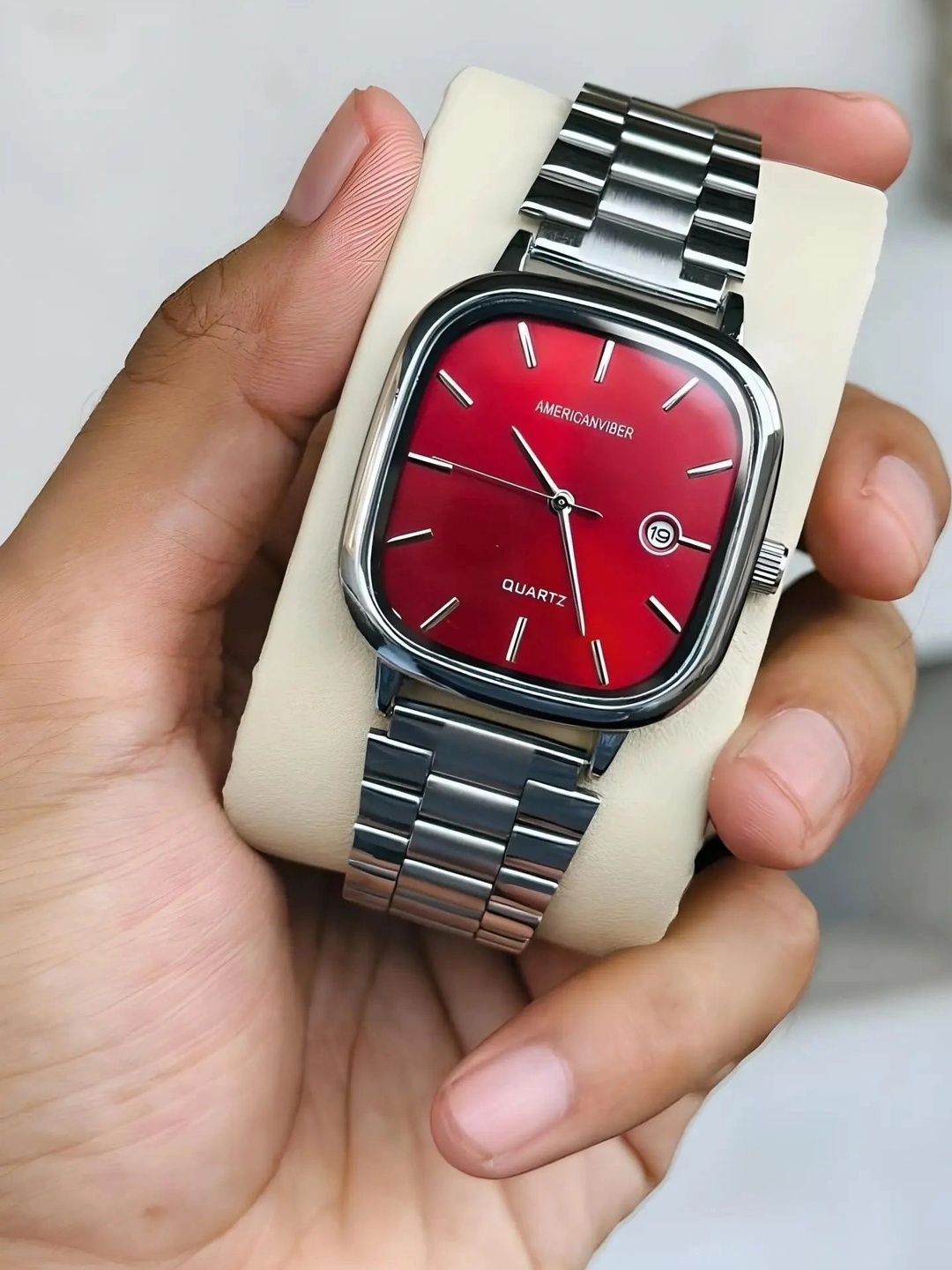 TREX Men Brass Dial & Stainless Steel Bracelet Style Straps Analogue Date Aperture Watch CSO_red-picture-20