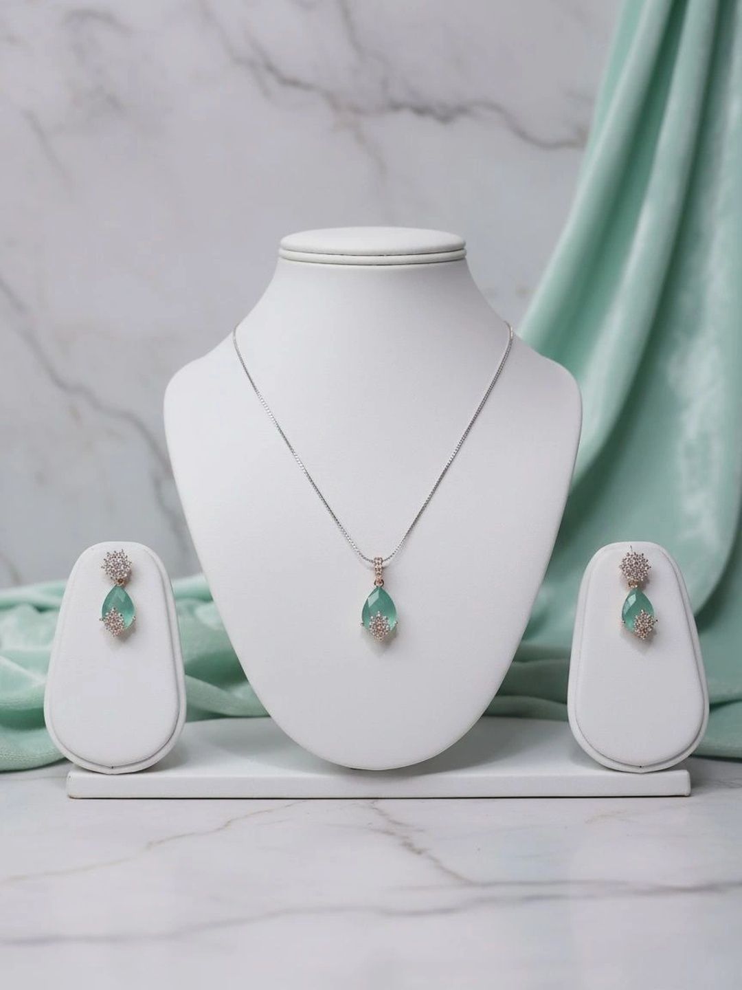 shivay Rose Gold-Plated Stone-Studded Pendant and Earrings-picture-27