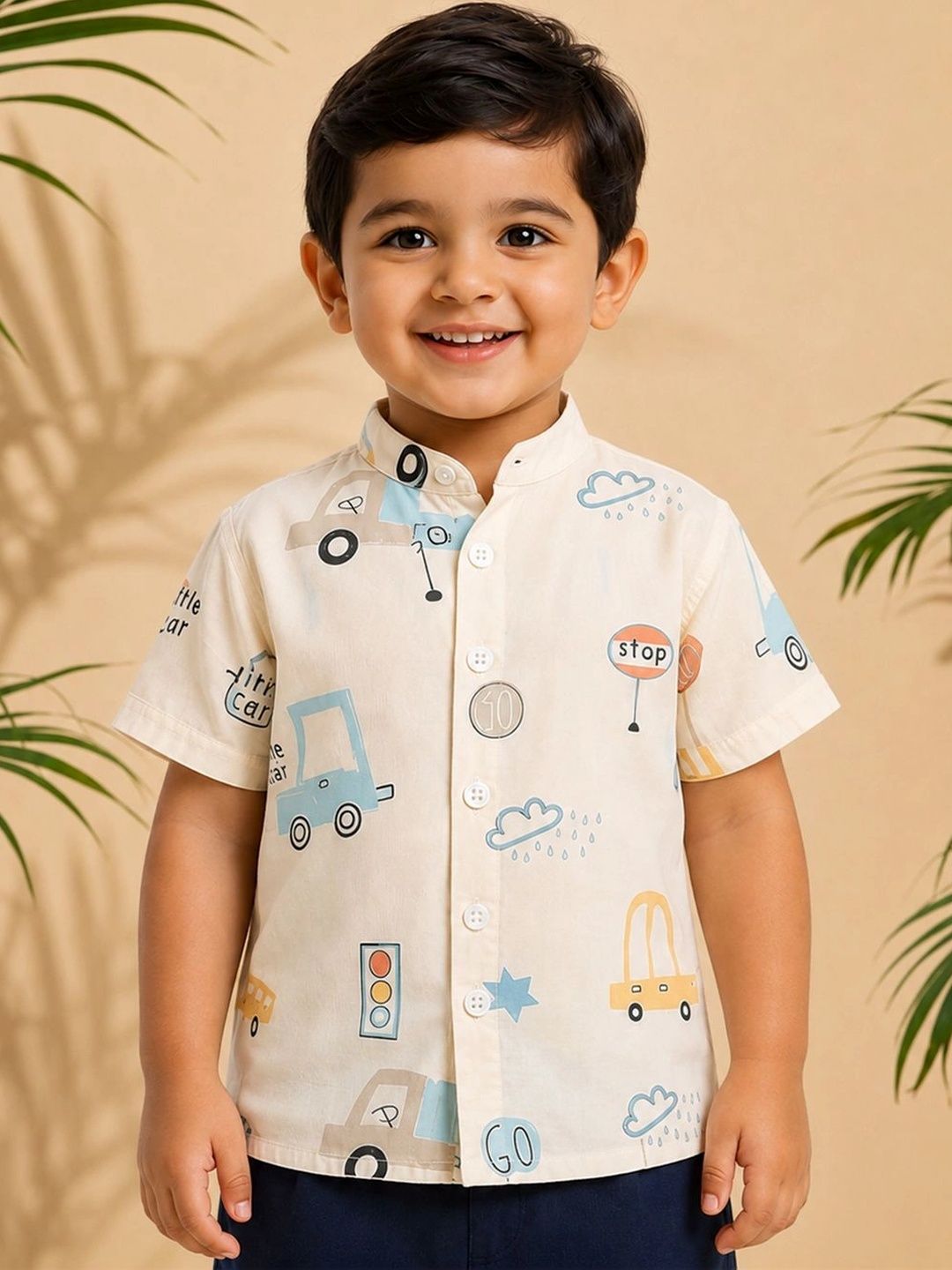 HERE&NOW Unisex Kids Classic Printed Casual Shirt-picture-45