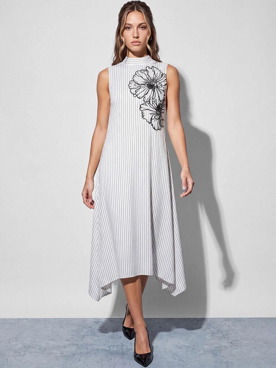 CODE by Lifestyle Striped A-Line Midi Dress-picture-27