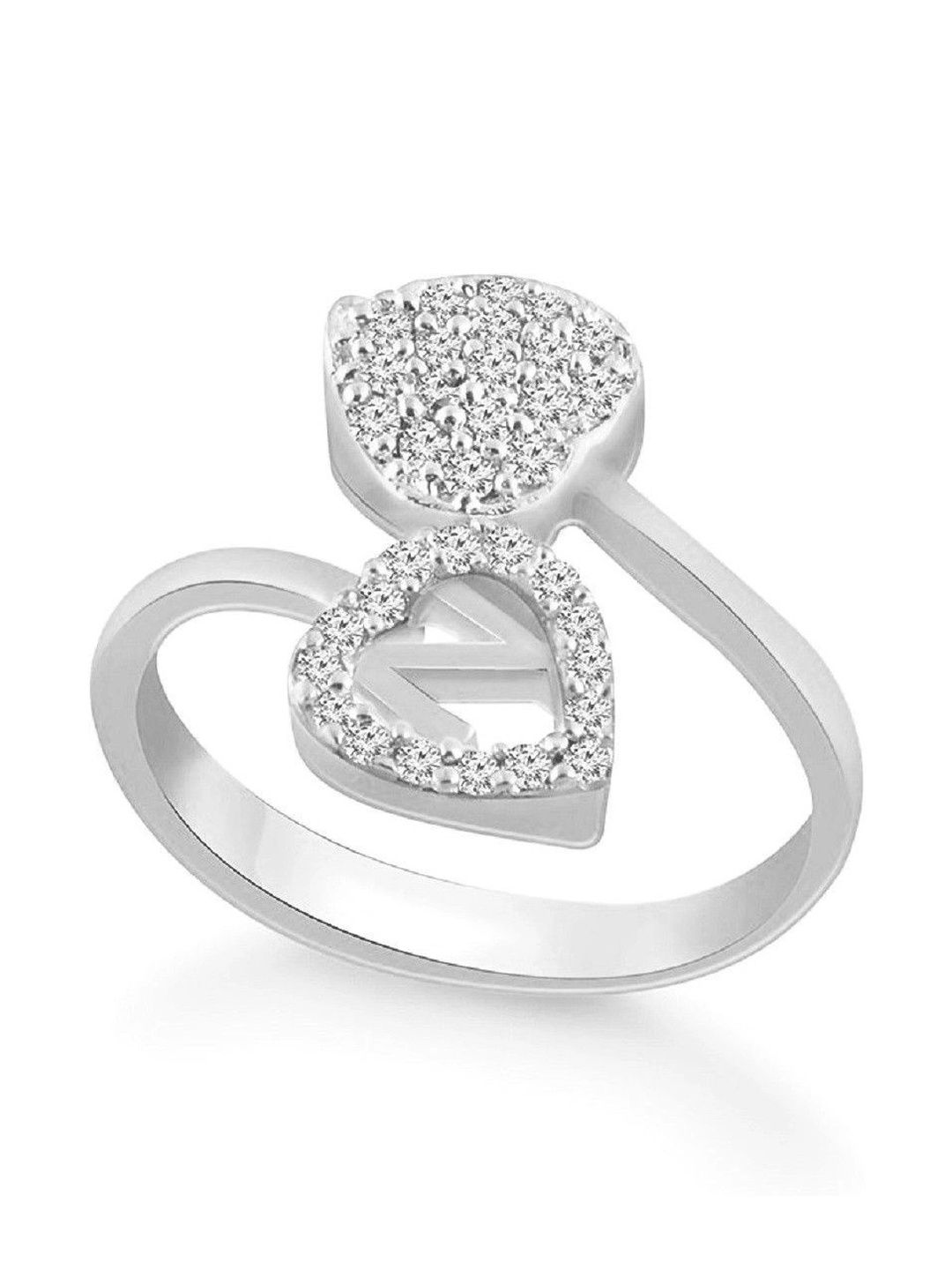 ORNEXA Women Silver Plated Cubic Zirconia Finger Ring-image-5