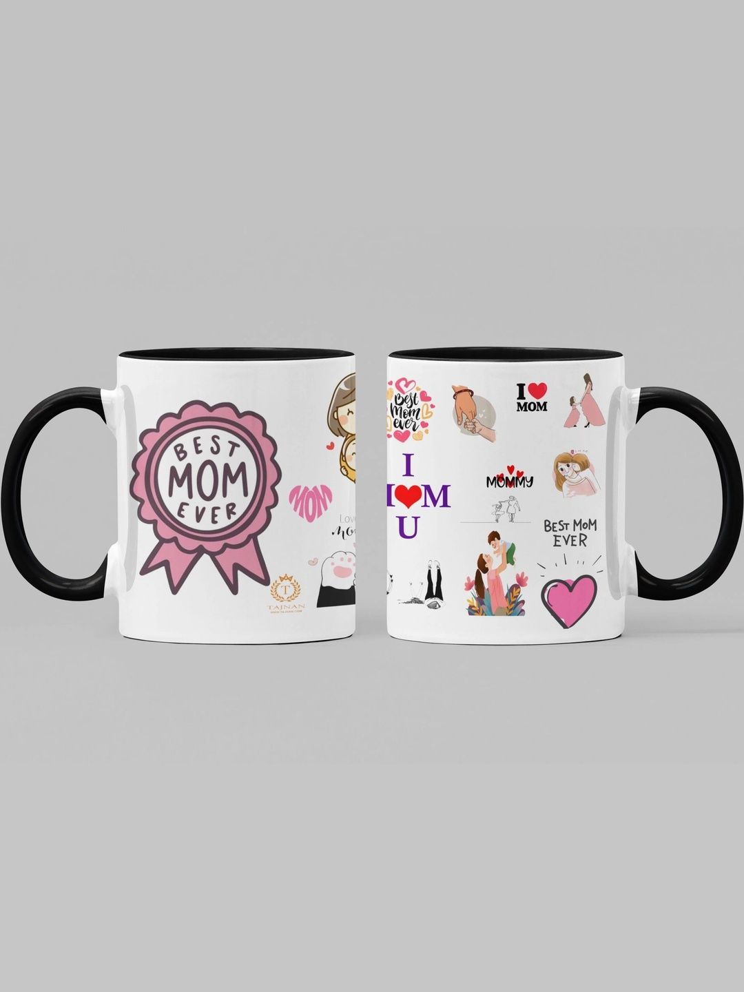 TAJNAN Black Printed Ceramic Glossy Mugs Set of Cups and Mugs-picture-19