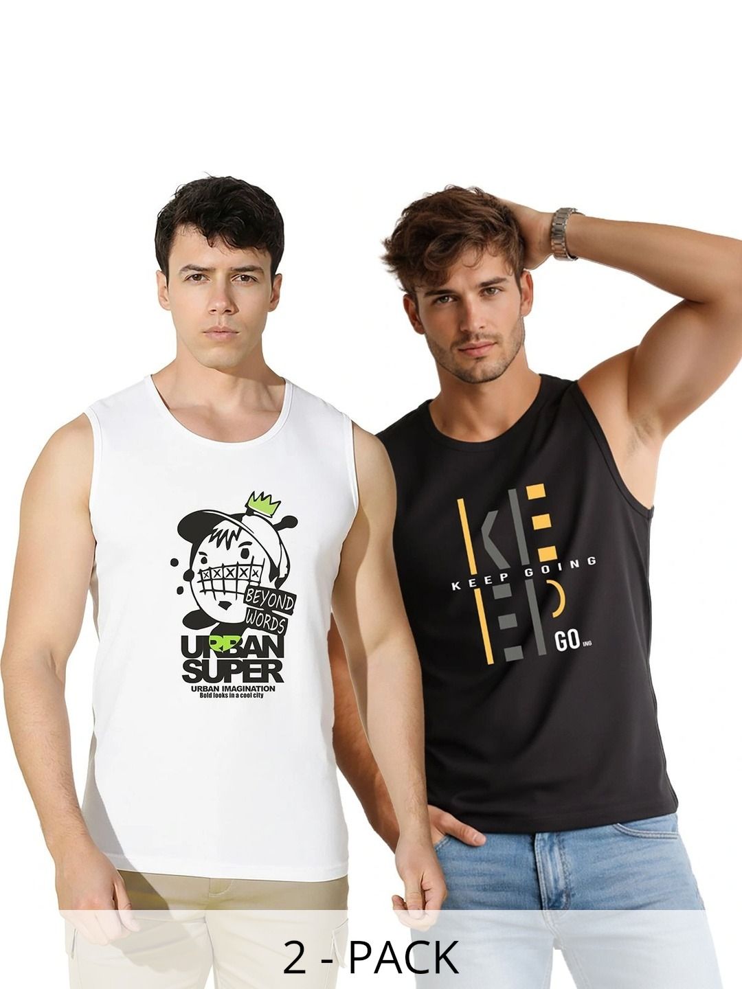 TEEFOX Pack of 2 Printed Cotton Gym Vest-image-48