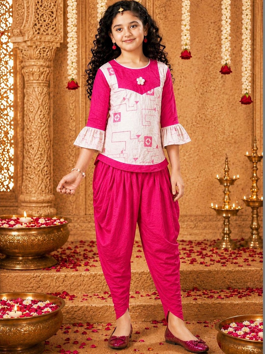 BAESD Girls Printed Top with Dhoti Pants-picture-20
