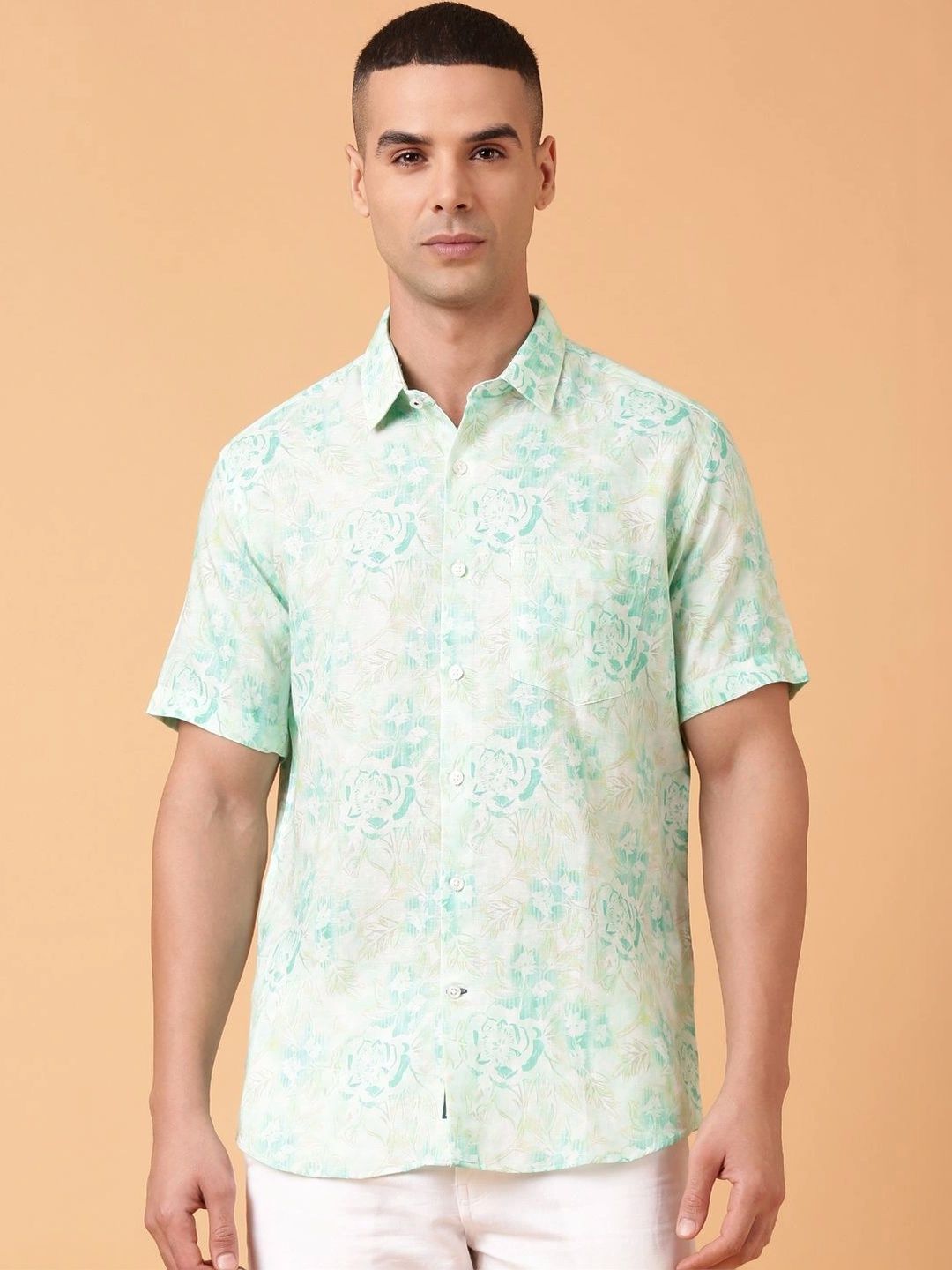 Linen Club Men Contemporary Floral Printed Casual Shirt-picture-31