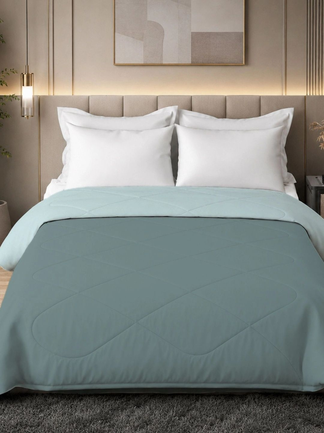 Homeful Style Turquoise Blue AC Room 120 GSM Quilt-picture-56
