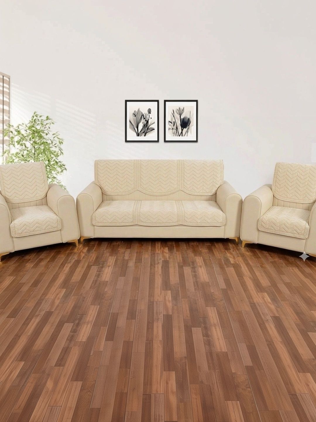 salajya anchla Cream-Coloured & Cream-Coloured Sofa Cover Without Arms-picture-30