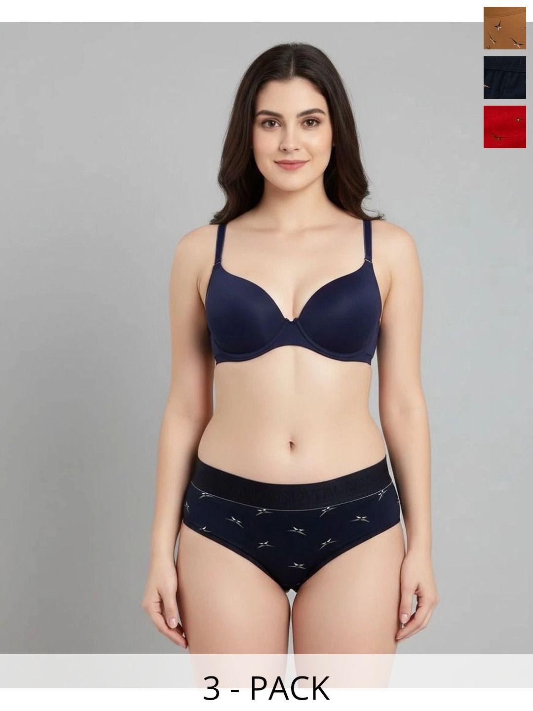 Swenson Women Pack of 3 Printed Seamless Assorted Bikini-picture-43