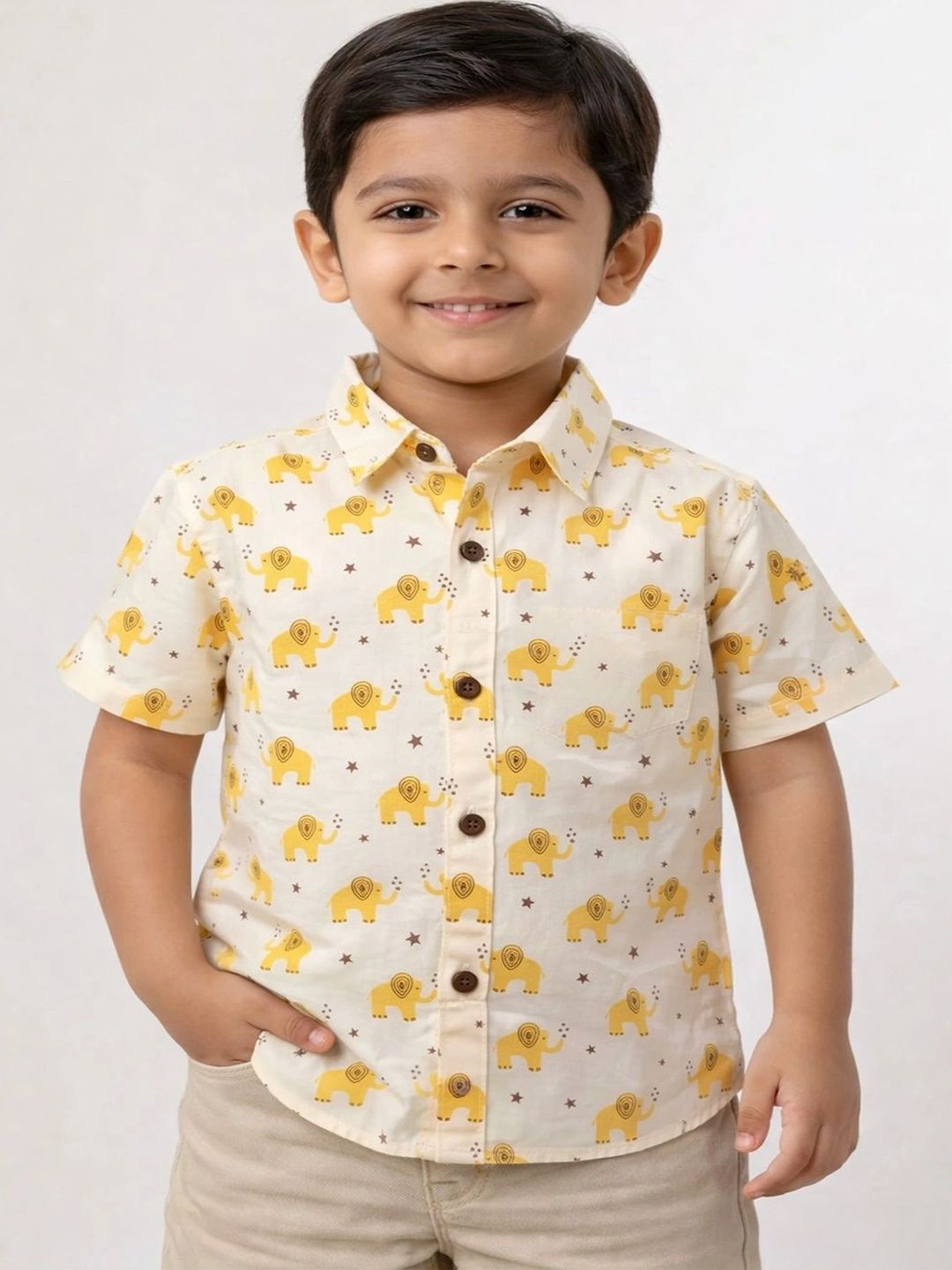 HERE&NOW Unisex Kids Classic Printed Casual Shirt-picture-52