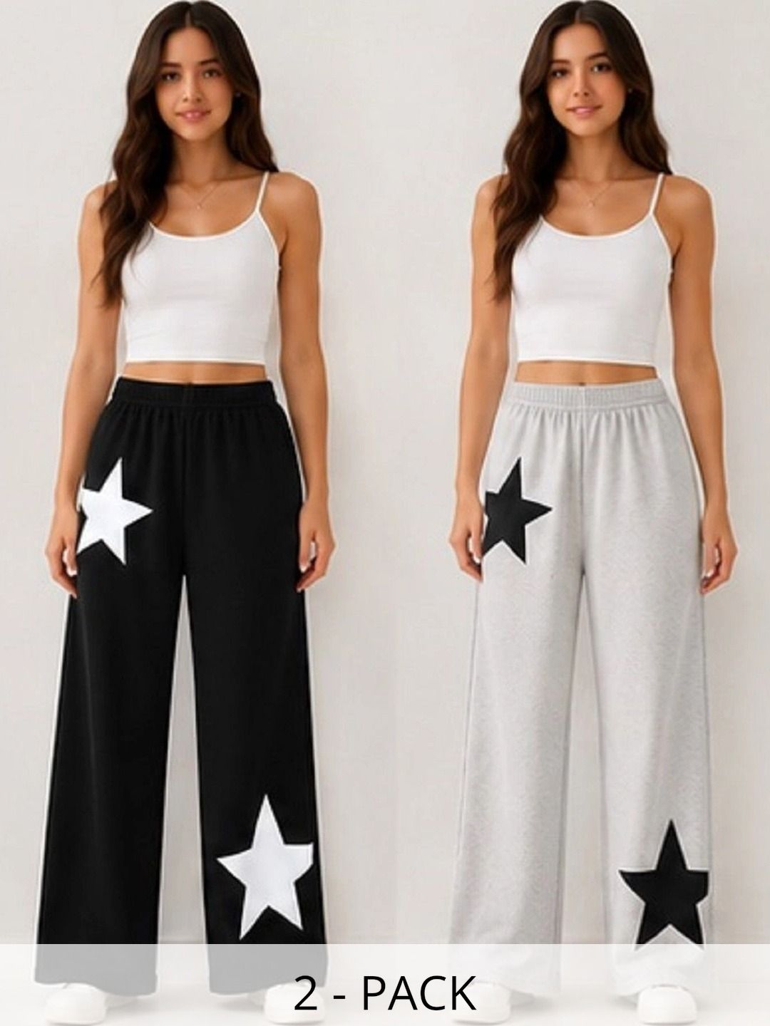 CHHOTE NAWAB Girls Pack of 2 Wide Leg Graphic Print Track Pants-picture-33